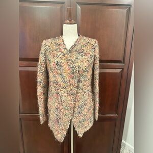 IRO Multicolor Bouclé Teddy Jacket in Tan, Pink & Gray